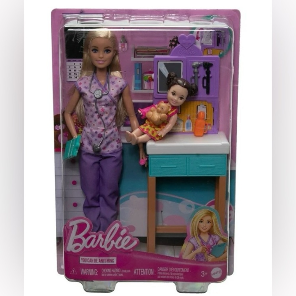 Mattel Barbie Pediatrician Doll Play-set with Stethoscope,Patient & Accessories